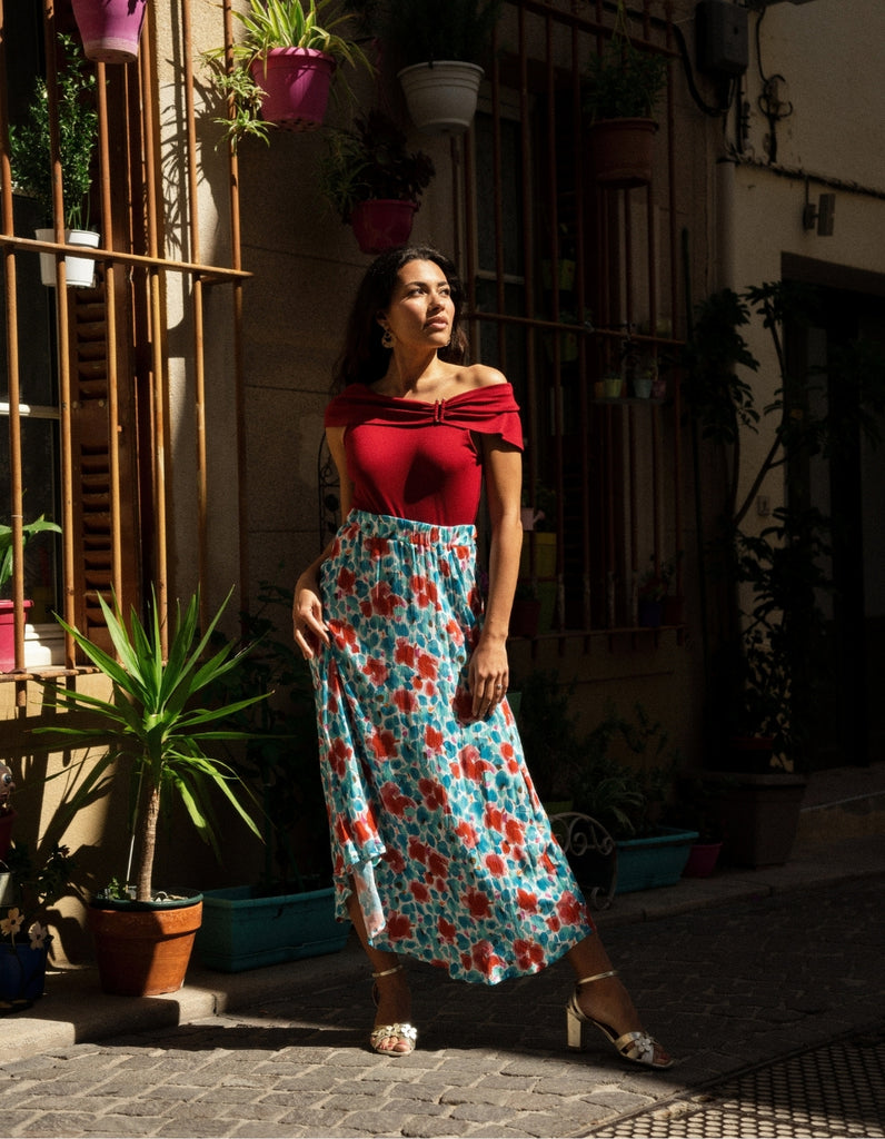 Le Body Sissi Rouge Carmin - elleanor de provence, garde robe made in france