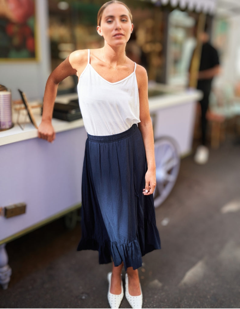 La jupe Adrianna Bleu - elleanor de provence, garde robe made in france