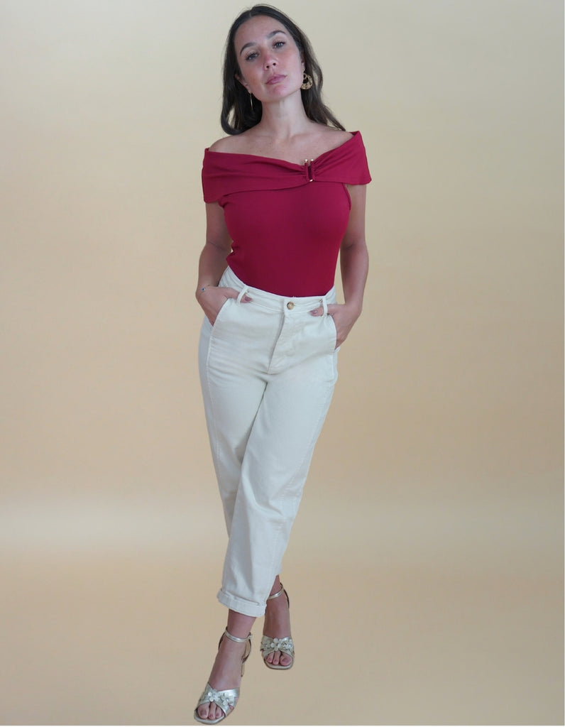 Le Body Sissi Rouge Carmin - elleanor de provence, garde robe made in france