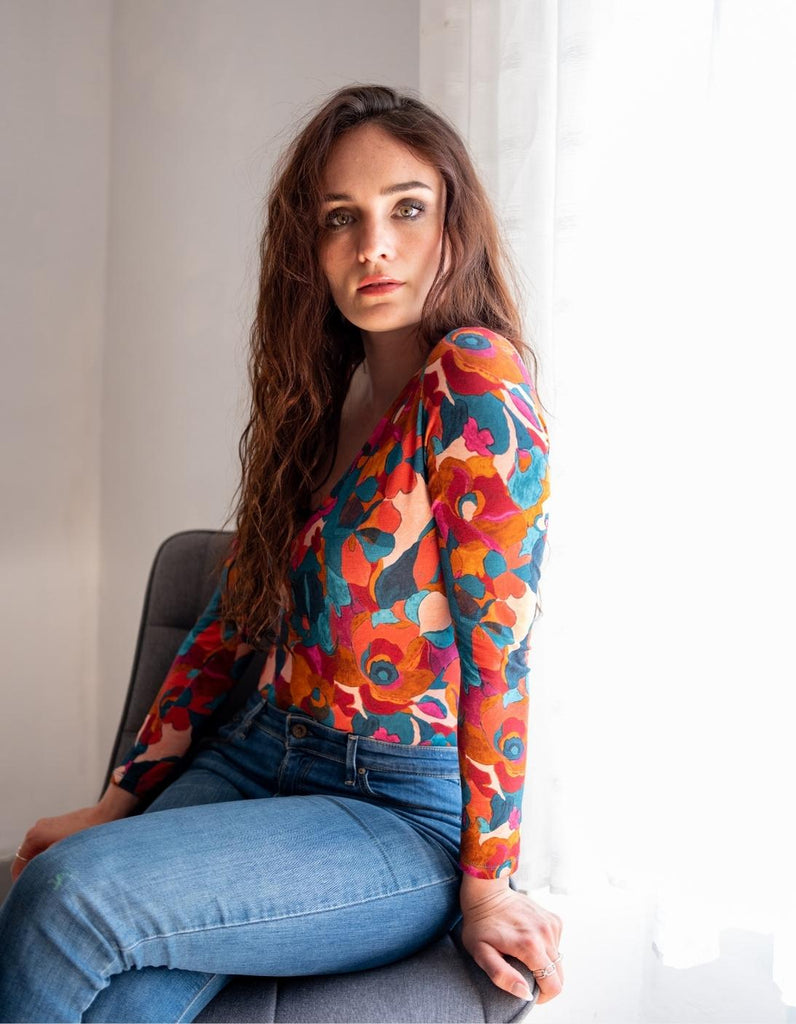 Le Body Argelès - Imprimé Fleuri - En stock - elleanor de provence, garde robe made in france