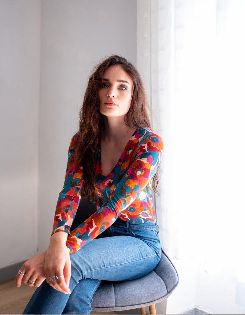 Le Body Argelès - Imprimé Fleuri - En stock - elleanor de provence, garde robe made in france