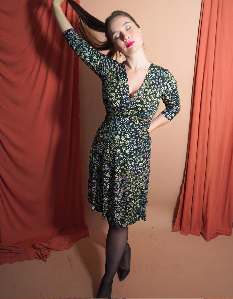 La robe Massilia - Imprimé Fleuri - En stock - elleanor de provence, garde robe made in france