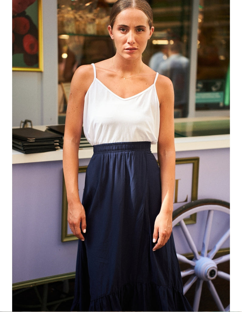 La jupe Adrianna Bleu - elleanor de provence, garde robe made in france