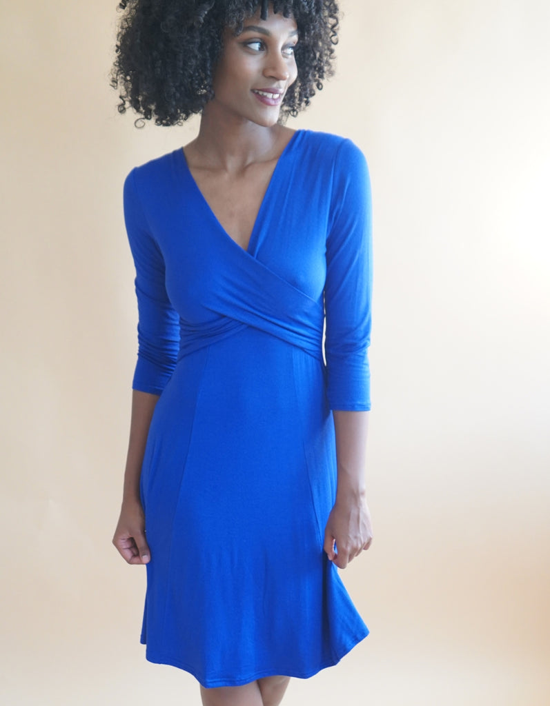 La robe Massilia Bleu Roi - En stock - elleanor de provence, garde robe made in france