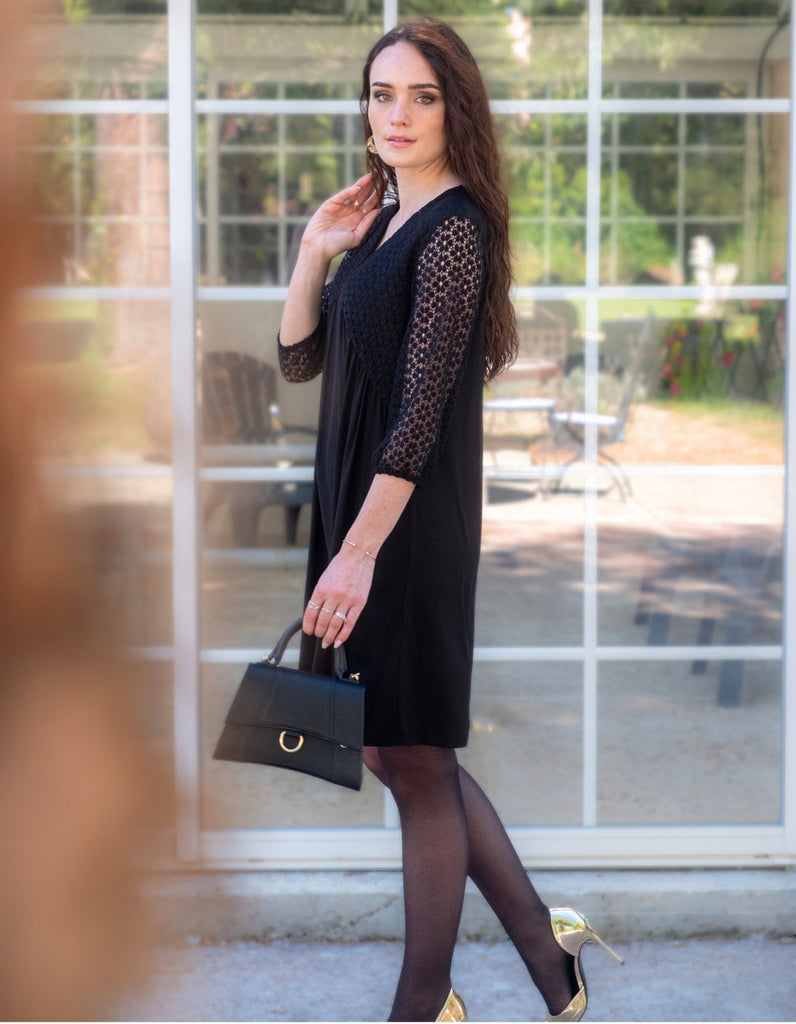 La robe Olympe - Noir - En stock - elleanor de provence, garde robe made in france