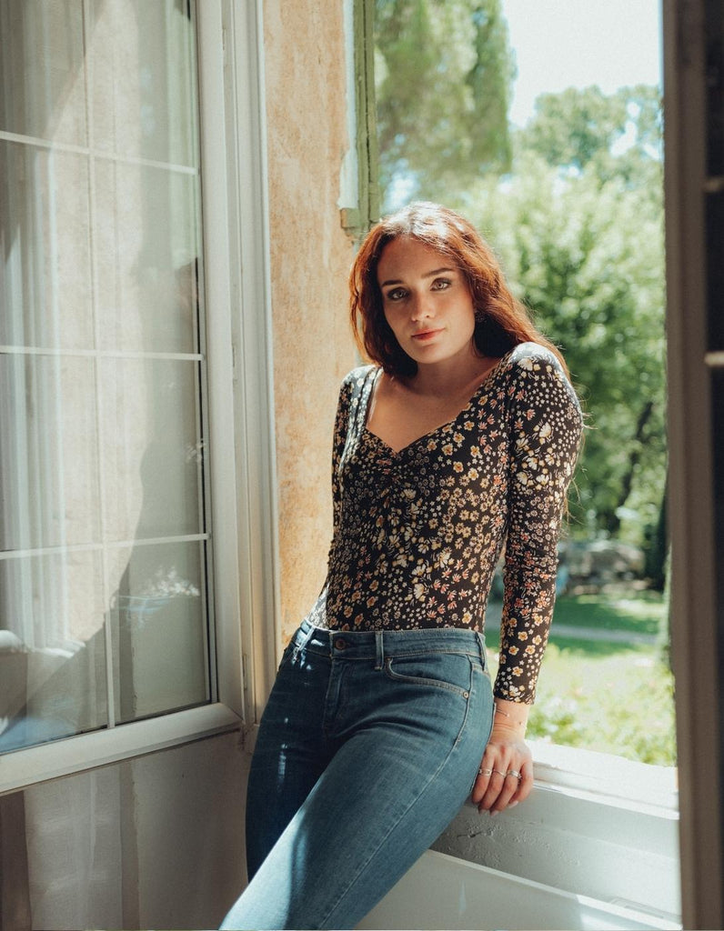 Le Body Sophia - Imprimé Fleuri - En stock - elleanor de provence, garde robe made in france