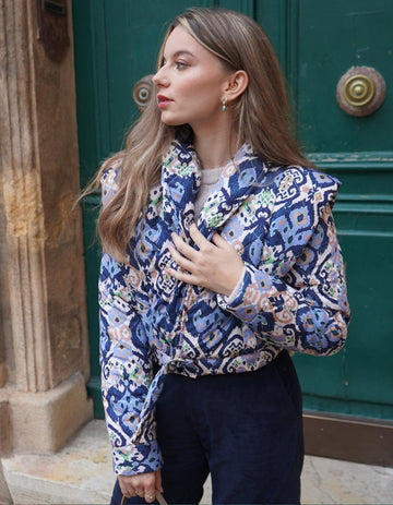 Le Manteau Matelassé Bleu Sarah - En stock - elleanor de provence, garde robe made in france