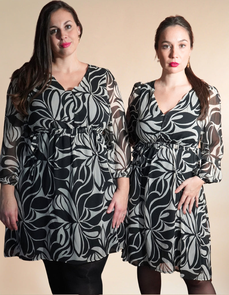 La robe Lourmarin - Imprimé Noir et Blanc - En stock - elleanor de provence, garde robe made in france