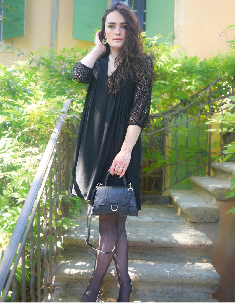 La robe Olympe - Noir - En stock - elleanor de provence, garde robe made in france