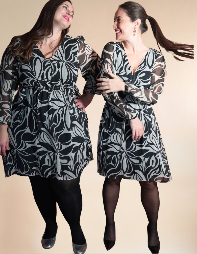 La robe Lourmarin - Imprimé Noir et Blanc - En stock - elleanor de provence, garde robe made in france