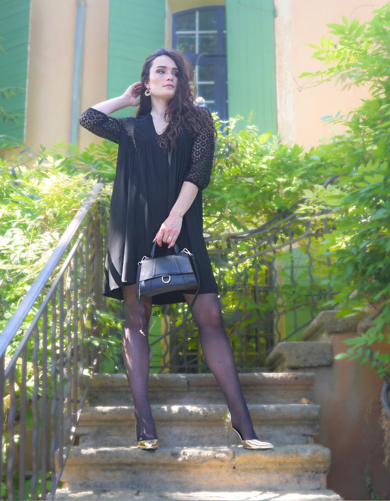 La robe Olympe - Noir - En stock - elleanor de provence, garde robe made in france