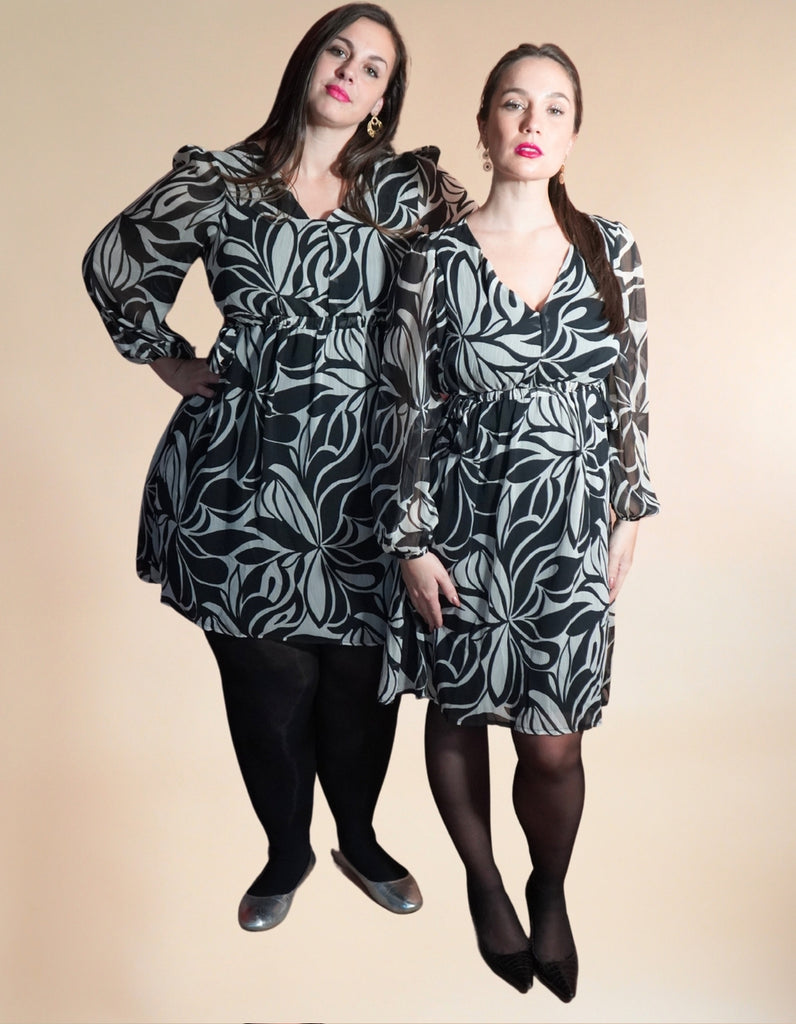 La robe Lourmarin - Imprimé Noir et Blanc - En stock - elleanor de provence, garde robe made in france