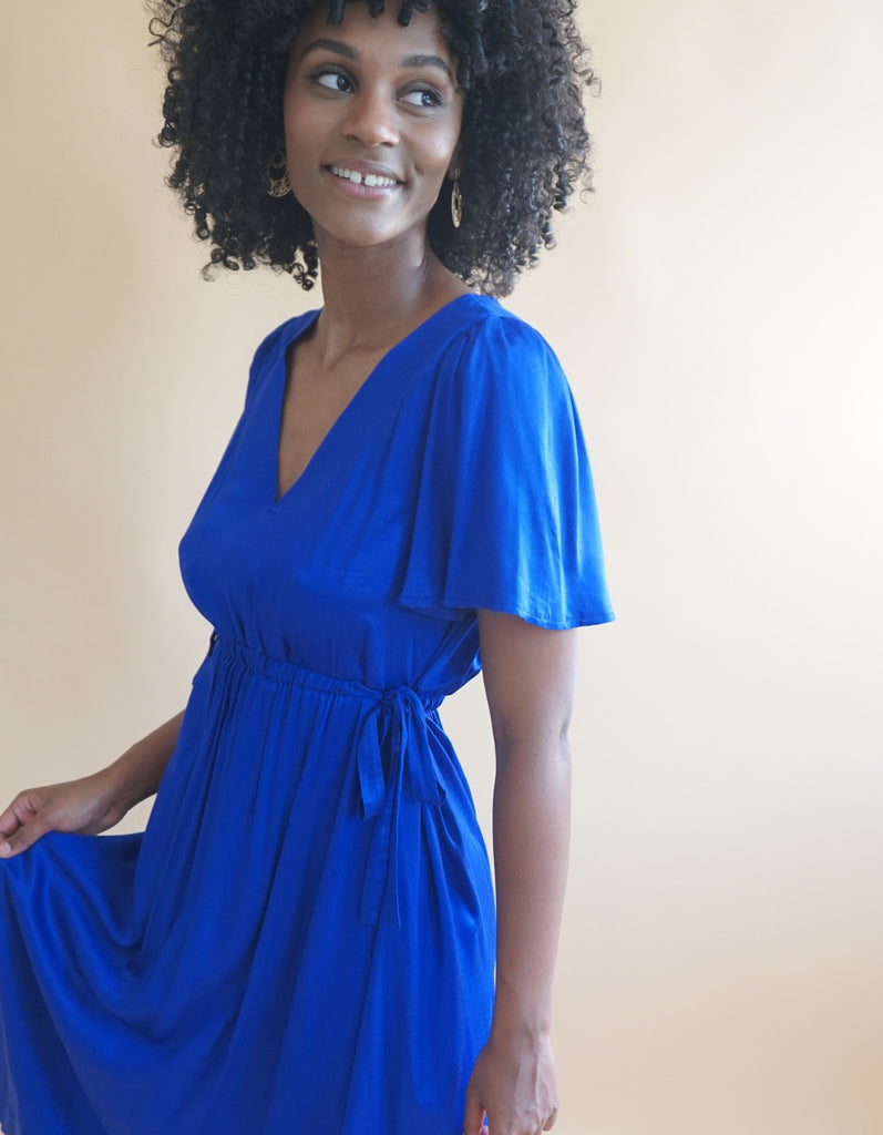 La robe Lourmarin - Bleu roi - En stock - elleanor de provence, garde robe made in france