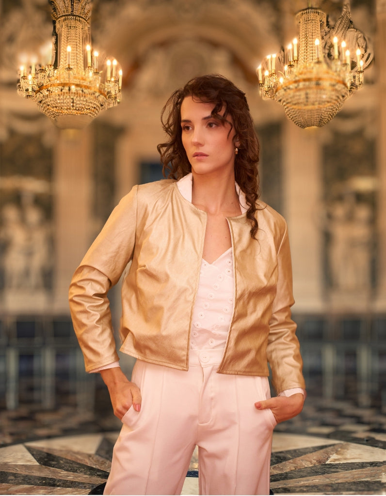 La Veste Irina Blanche Réversible Or - elleanor de provence, garde robe made in france