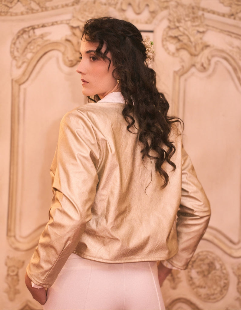 La Veste Irina Blanche Réversible Or - elleanor de provence, garde robe made in france