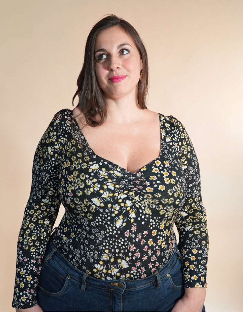 Le Body Sophia - Imprimé Fleuri - En stock - elleanor de provence, garde robe made in france