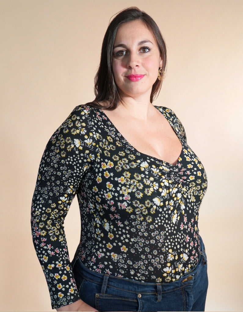 Le Body Sophia - Imprimé Fleuri - En stock - elleanor de provence, garde robe made in france