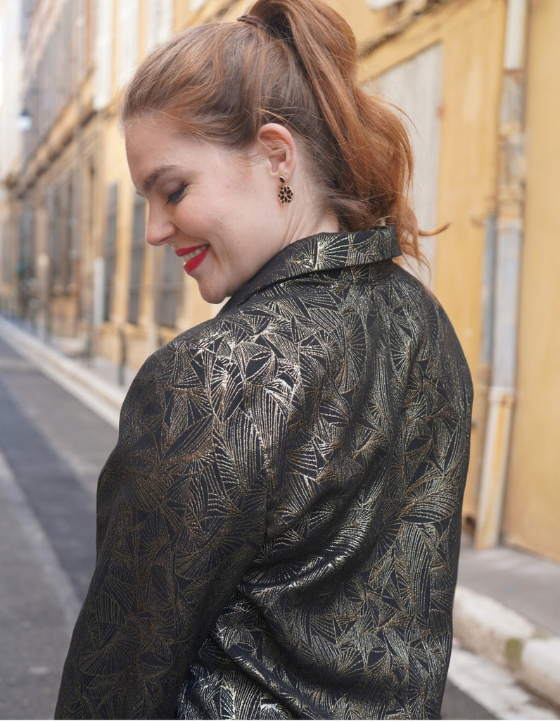 La chemise Angèle Feuilles d'Or En précommande -25% - elleanor de provence, garde robe made in france