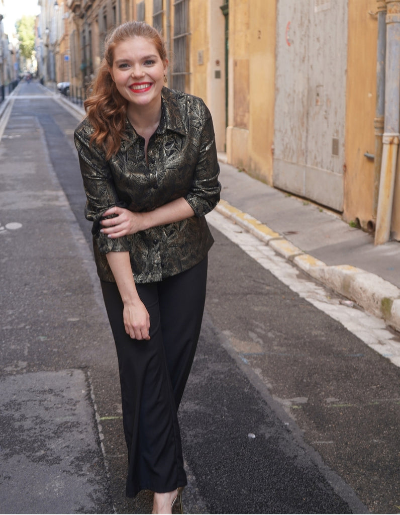 La chemise Angèle Feuilles d'Or En précommande -25% - elleanor de provence, garde robe made in france