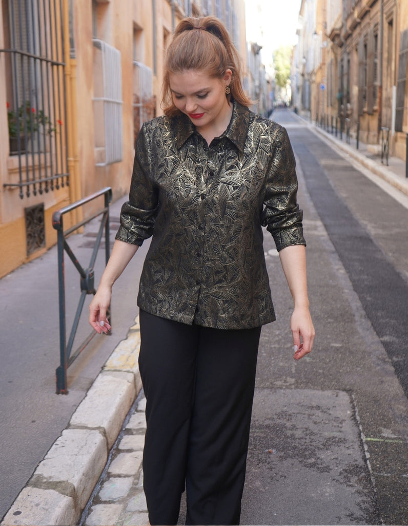 La chemise Angèle Feuilles d'Or En précommande -25% - elleanor de provence, garde robe made in france