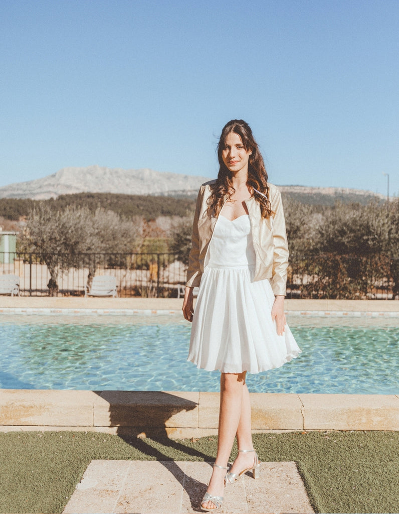 La Veste Irina Blanche Réversible Or - elleanor de provence, garde robe made in france