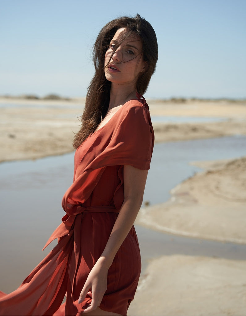 La robe Emilia Terra et pardessus Terra - elleanor de provence, garde robe made in france