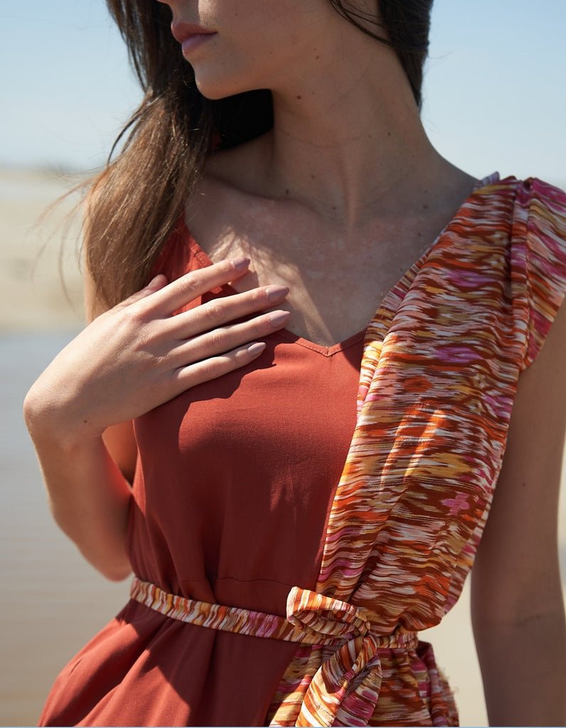 La robe Emilia Terra et Pardessus Imprimé - elleanor de provence, garde robe made in france