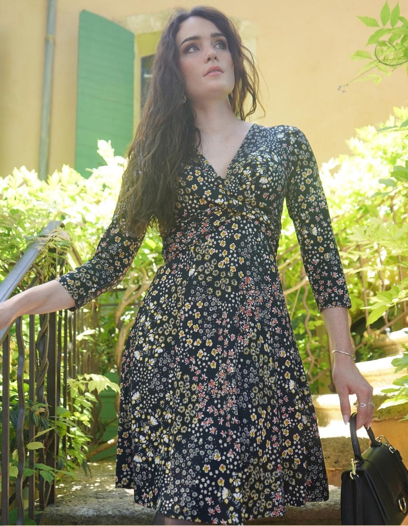 La robe Massilia - Imprimé Fleuri - En stock - elleanor de provence, garde robe made in france