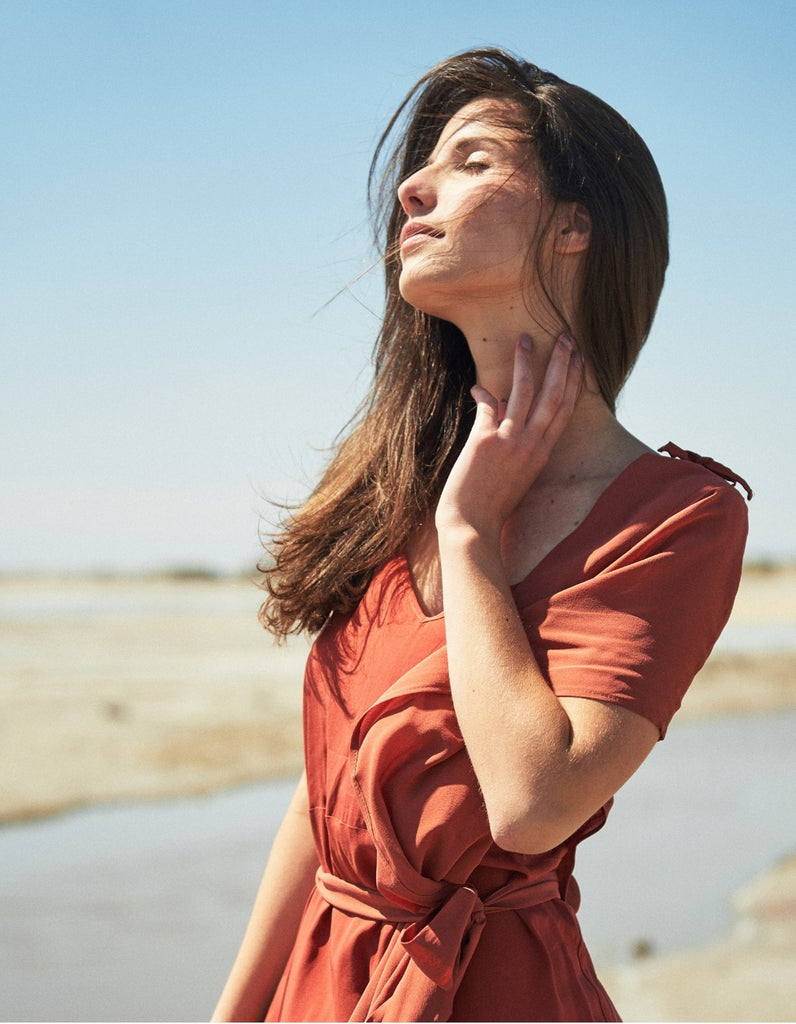 La robe Emilia Terra et pardessus Terra - elleanor de provence, garde robe made in france