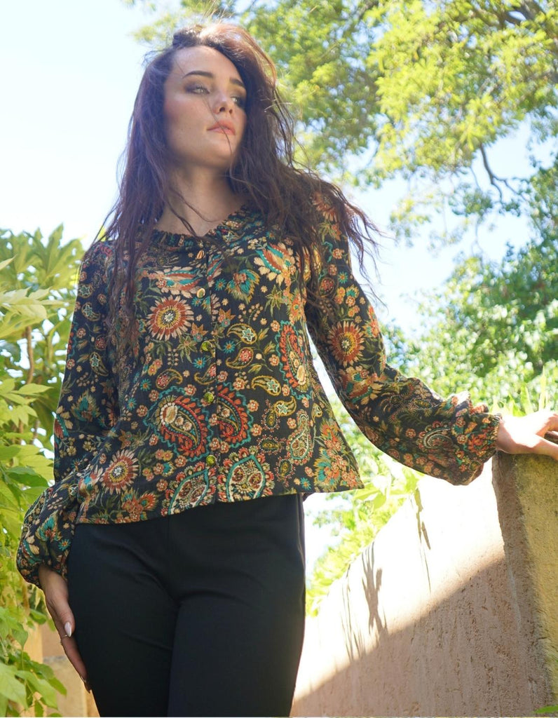 Le chemisier Amandine - Imprimé Cachemire - En stock - elleanor de provence, garde robe made in france