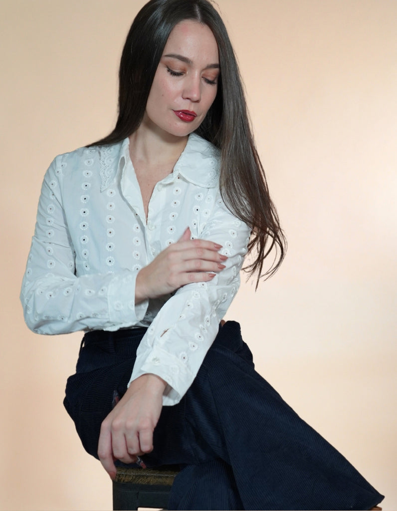 La chemise Angèle Broderies Anglaises - En stock - elleanor de provence, garde robe made in france