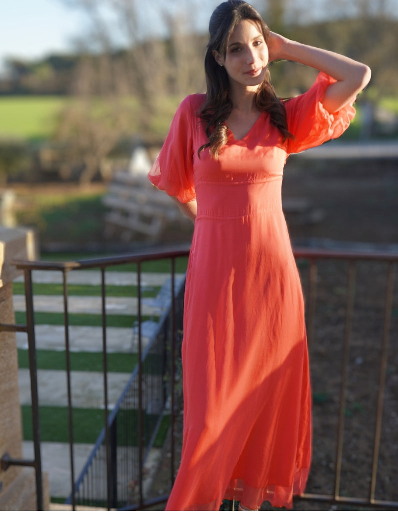 La robe Alix en mousseline de soie- Personnalisable - elleanor de provence, garde robe made in france