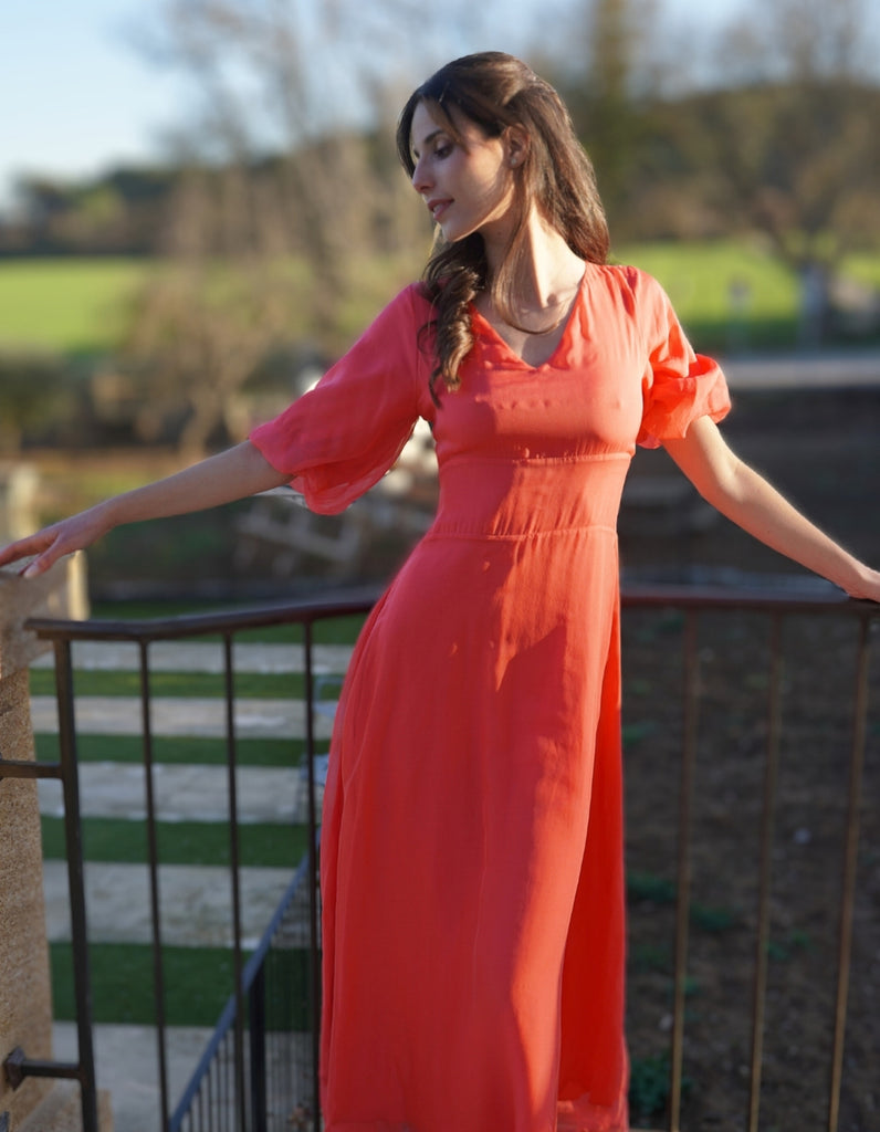 La robe Alix en mousseline de soie- Personnalisable - elleanor de provence, garde robe made in france