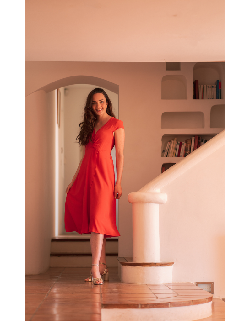 La Robe Sonia - Rouge - En stock - elleanor de provence, garde robe made in france