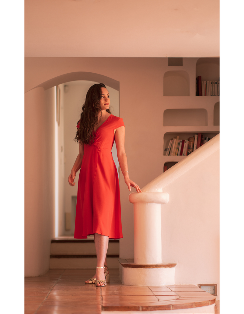 La Robe Sonia - Rouge - En stock - elleanor de provence, garde robe made in france