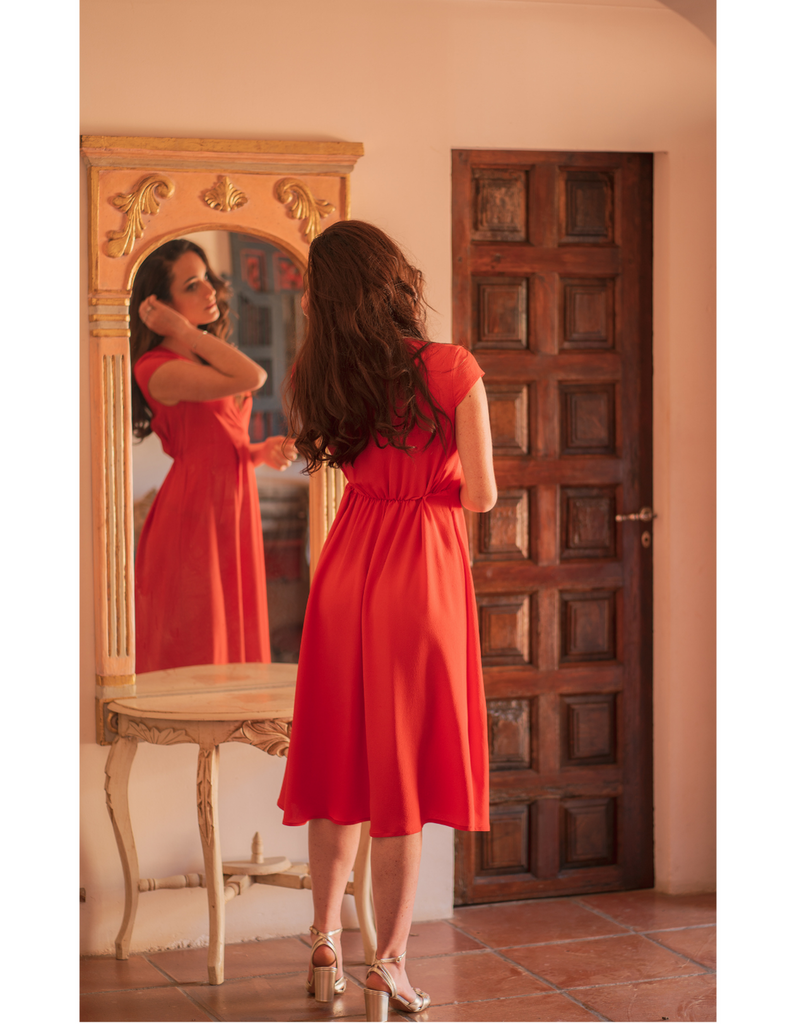 La Robe Sonia - Rouge - En stock - elleanor de provence, garde robe made in france