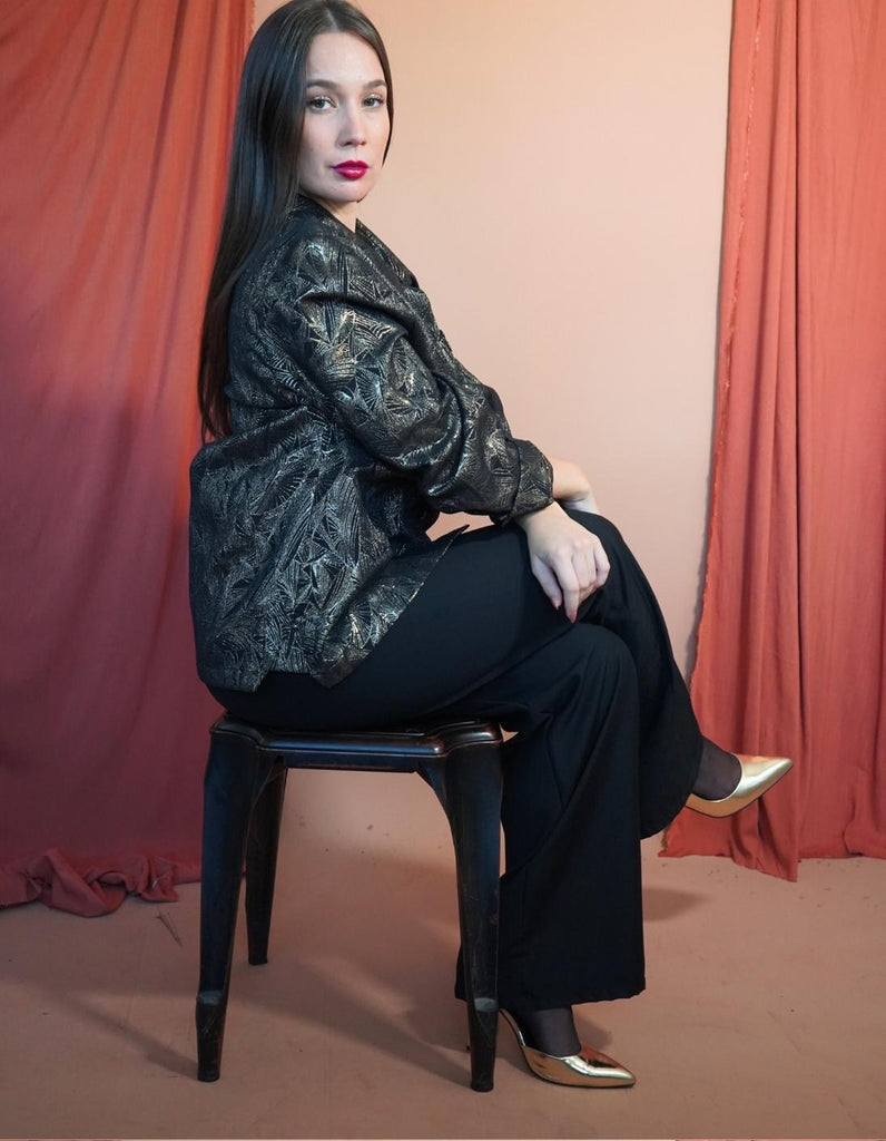 La chemise Angèle Feuilles d'Or En stock - elleanor de provence, garde robe made in france