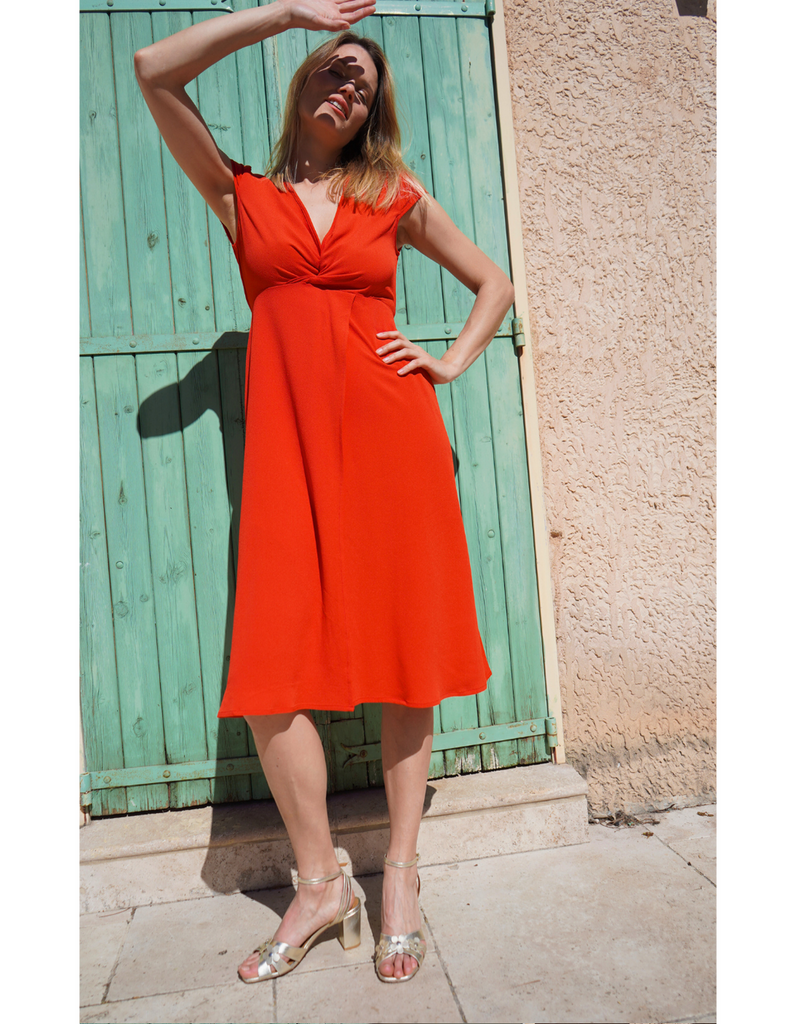 La Robe Sonia - Rouge - En stock - elleanor de provence, garde robe made in france
