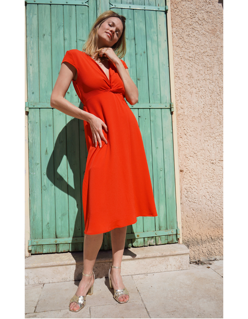 La Robe Sonia - Rouge - En stock - elleanor de provence, garde robe made in france