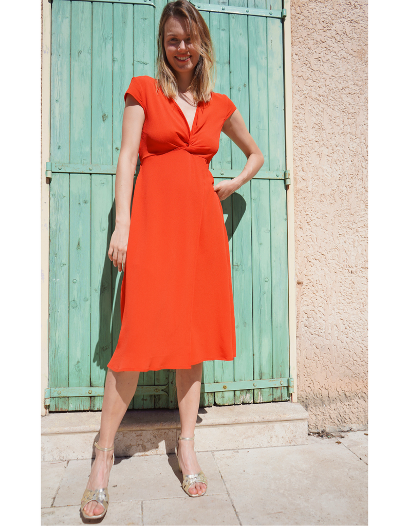 La Robe Sonia - Rouge - En stock - elleanor de provence, garde robe made in france