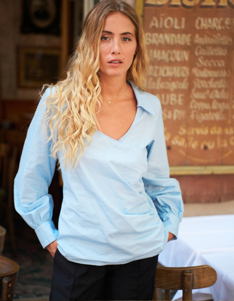 Le Chemisier Clémence Bleu - Personnalisable - elleanor de provence, garde robe made in france