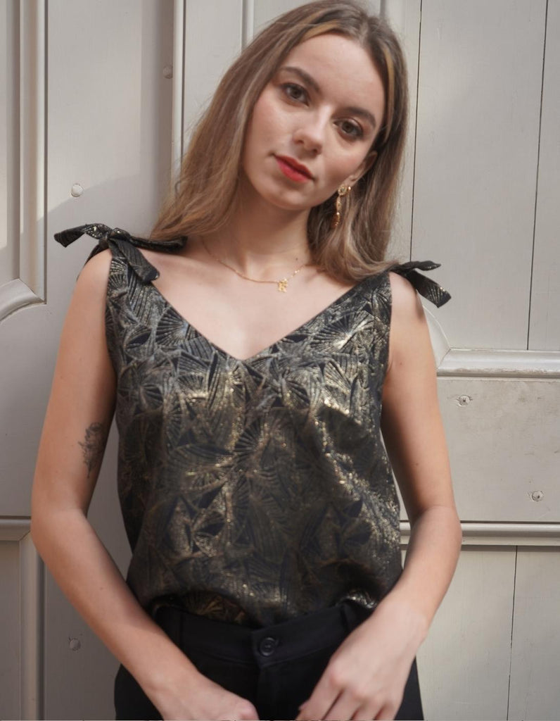 Le Top Eva Feuilles d'Or - En stock - elleanor de provence, garde robe made in france