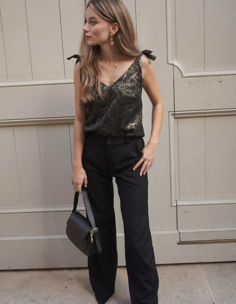 Le Top Eva Feuilles d'Or - En stock - elleanor de provence, garde robe made in france