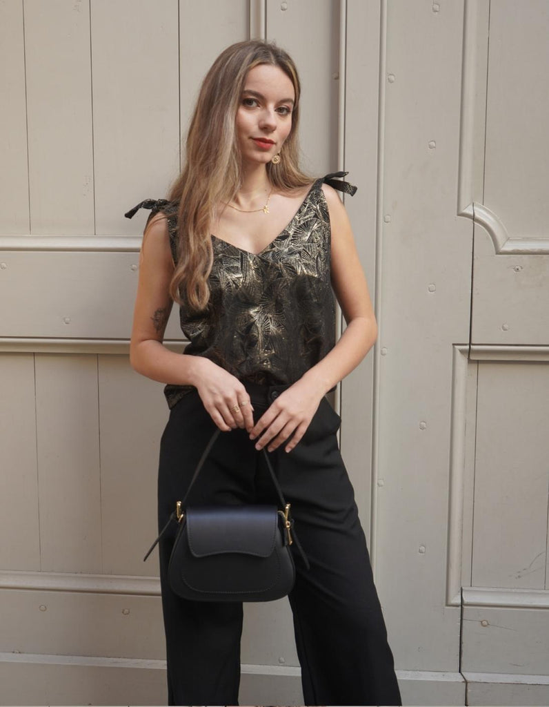 Le Top Eva Feuilles d'Or - En stock - elleanor de provence, garde robe made in france