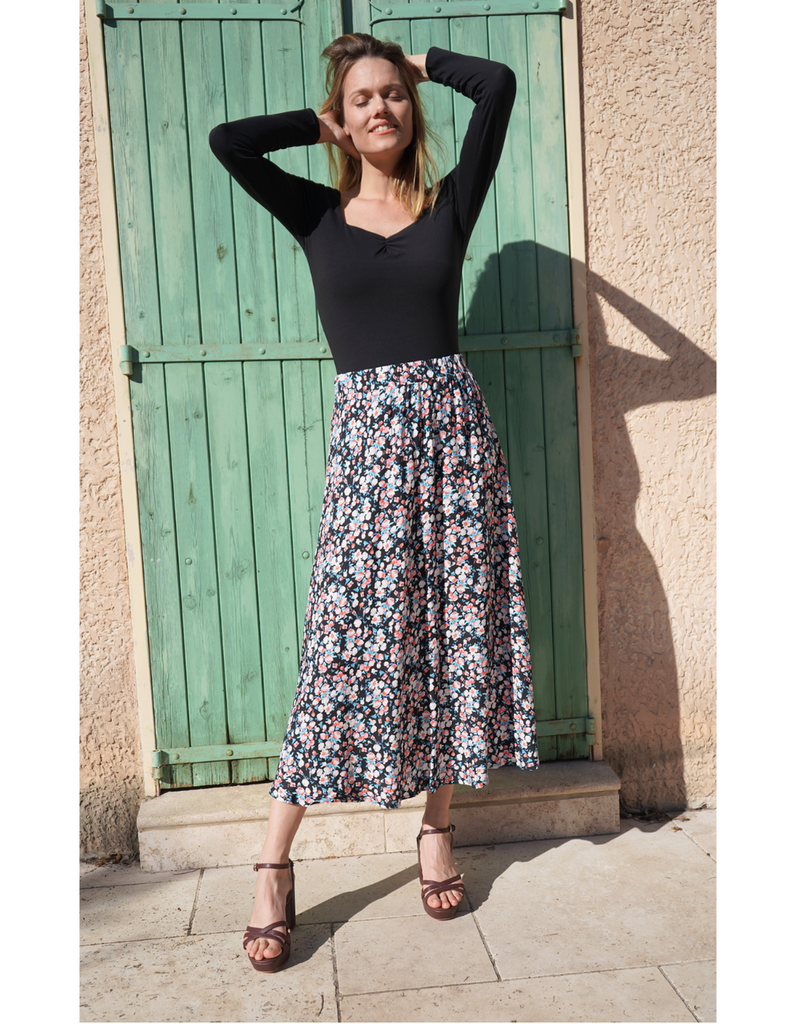 La Jupe longue Èze - Fleurs d'Azur - Personnalisable - elleanor de provence, garde robe made in france