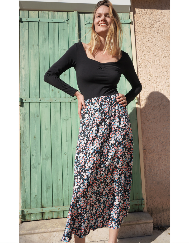 La Jupe longue Èze - Fleurs d'Azur - Personnalisable - elleanor de provence, garde robe made in france