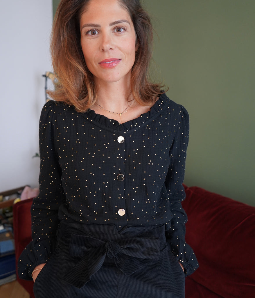 La chemise Amandine - Noire et d'Or - En stock - elleanor de provence, garde robe made in france