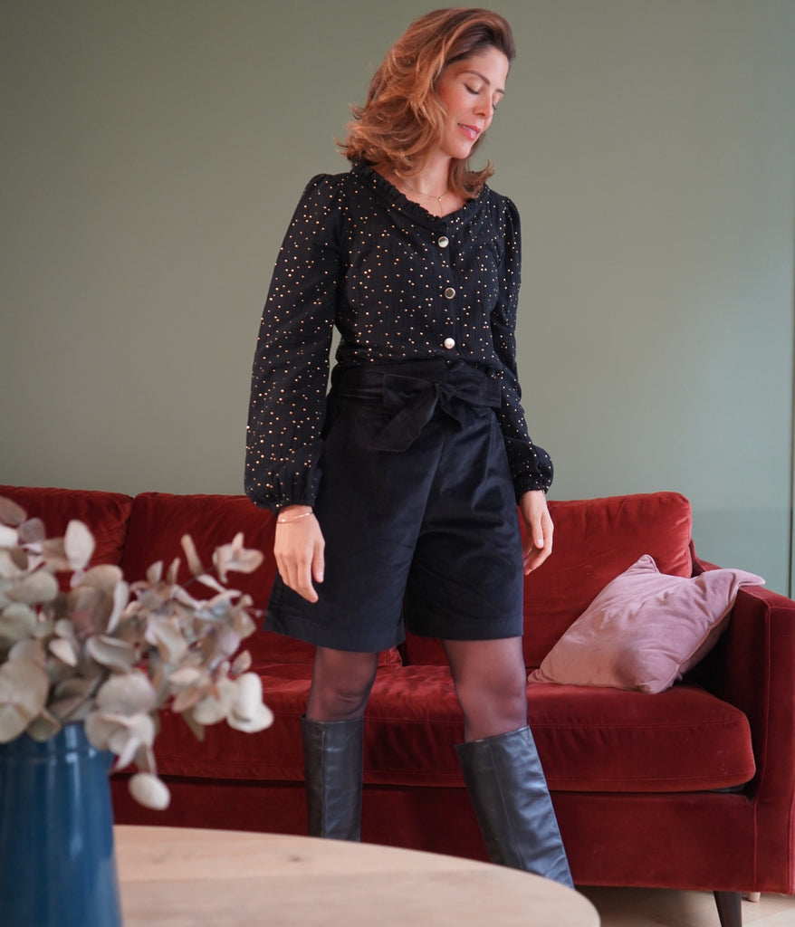 La chemise Amandine - Noire et d'Or - En stock - elleanor de provence, garde robe made in france