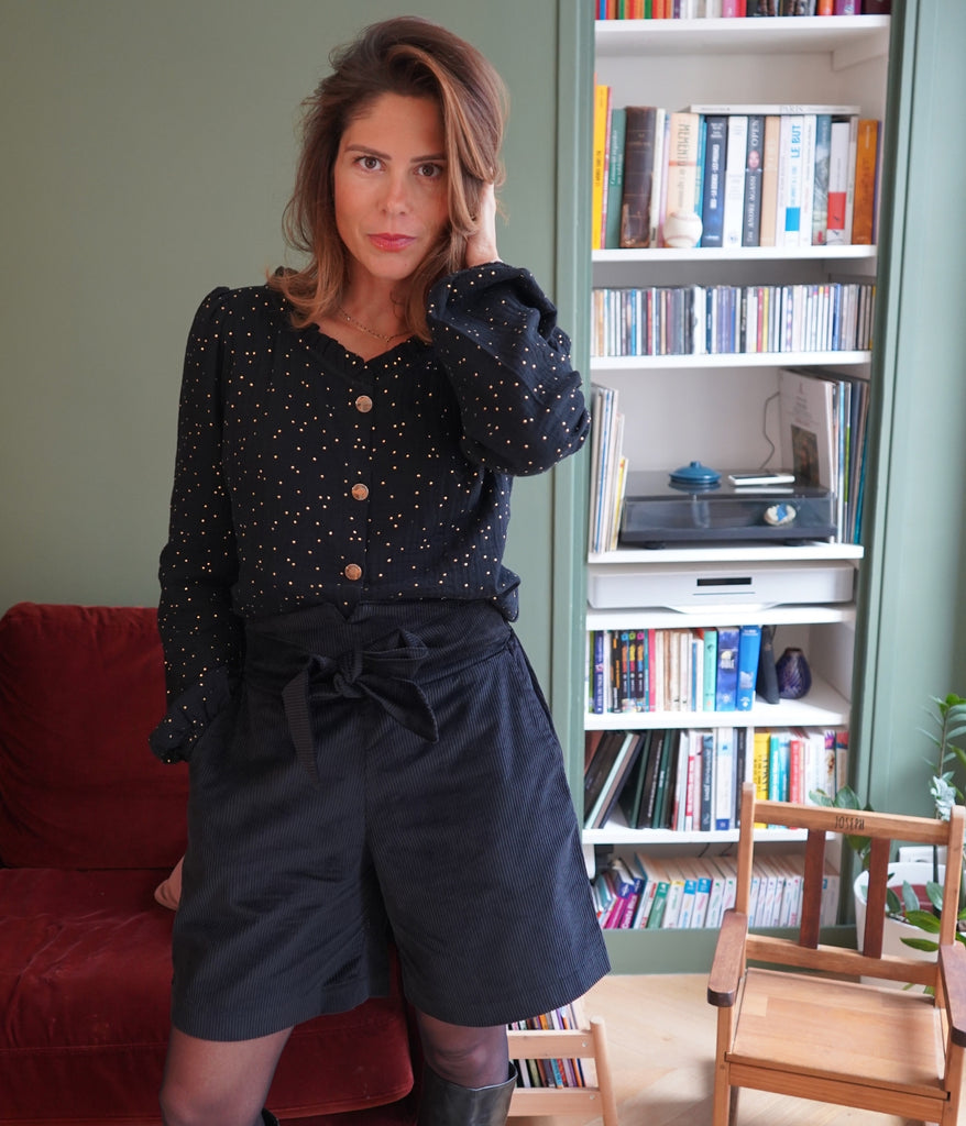 La chemise Amandine - Noire et d'Or - En stock - elleanor de provence, garde robe made in france