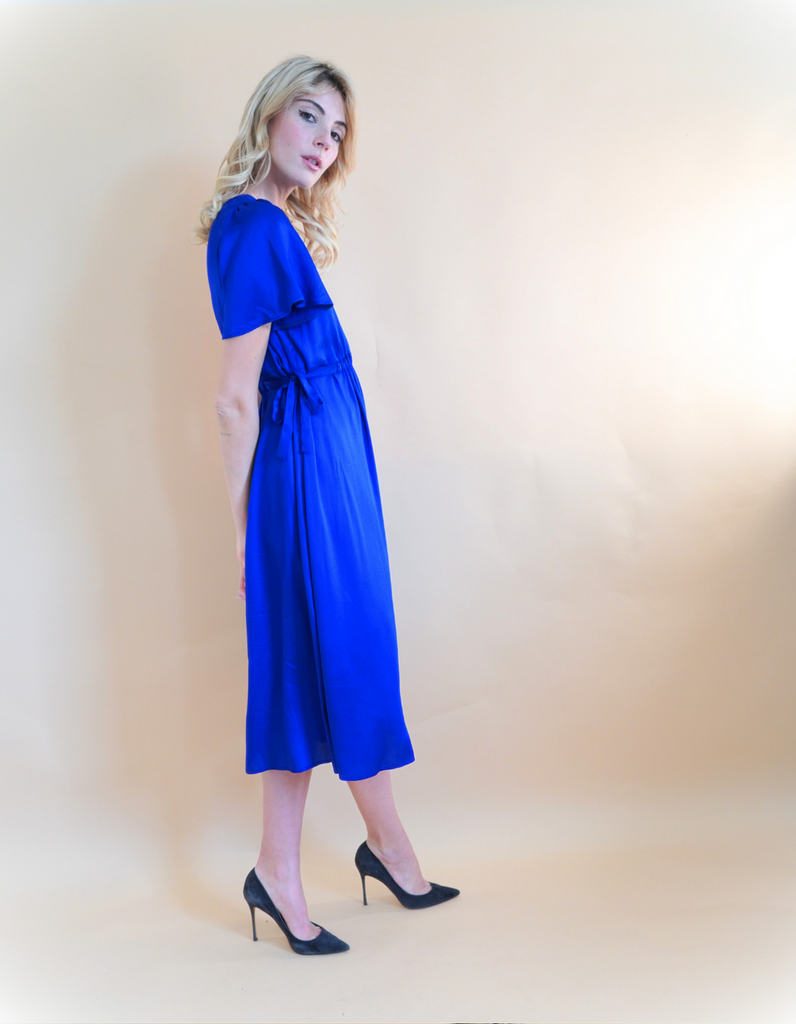 La robe Lourmarin - Bleu roi - En stock - elleanor de provence, garde robe made in france